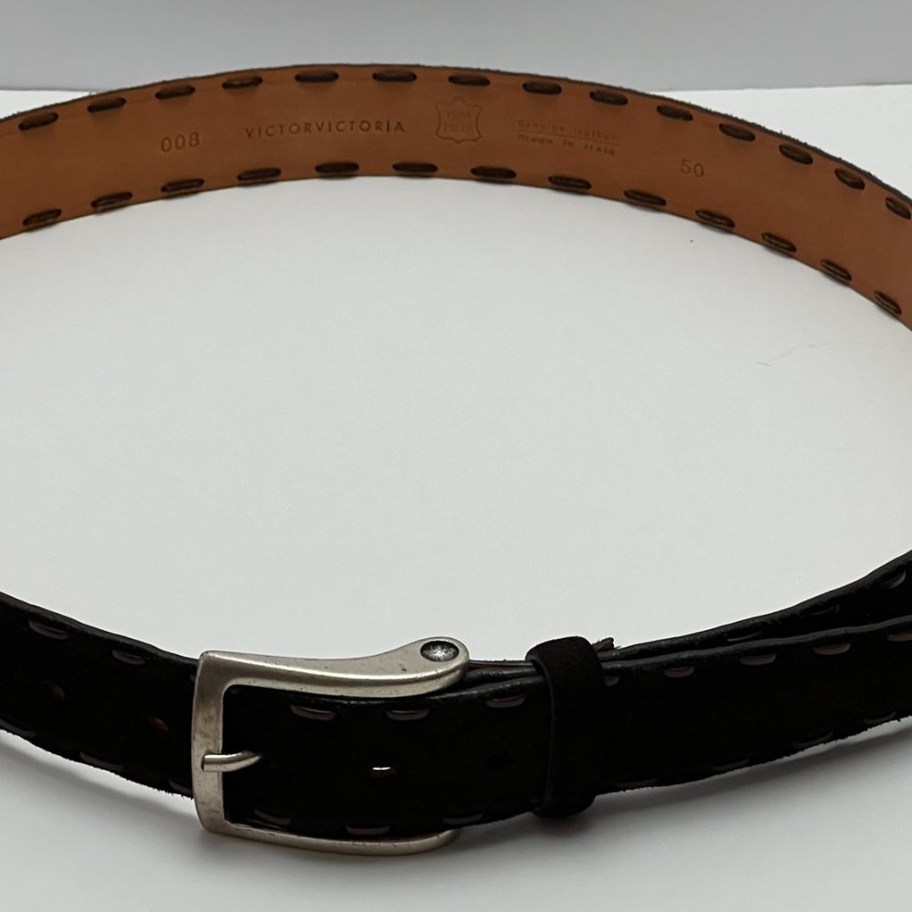 ❣️ LIKE NEW ❣️VICTOR VICTORIA Suede Leather Belt Italy 32" - 38" Waist Brown - Picture 3 of 13